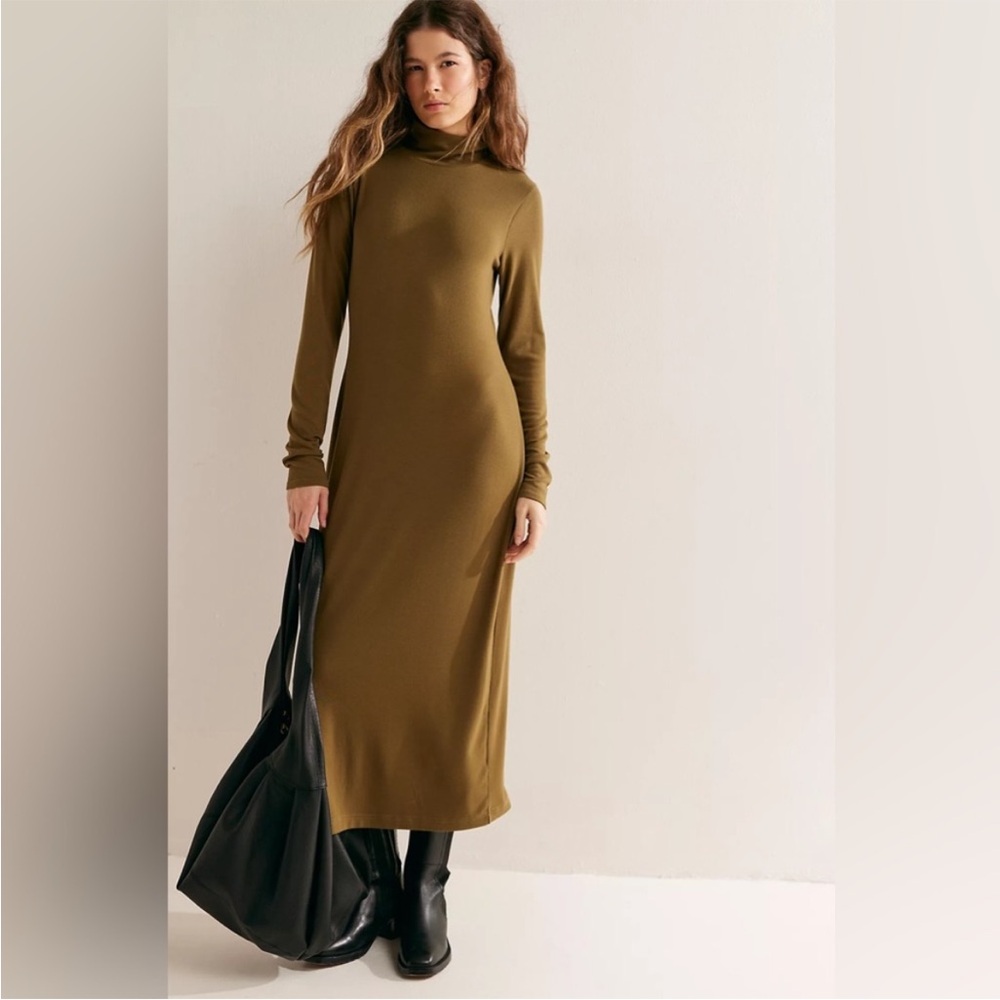 ๐(A075) NWT Free People Good Feels Mockneck MIdi in Seaweed. Size: XL - Picture 16 of 16